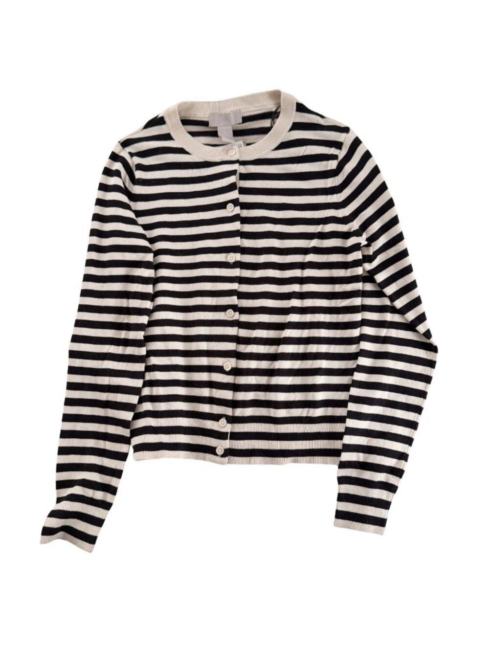 H&M Classic Striped Fine-Knit Cardigan Sweater - Black & Cream NWT
